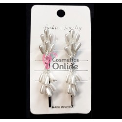 Clema pentru par metalica AGF062AA - Argintiu, set 2 bucati